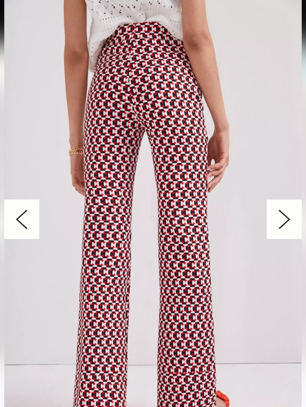 MAEVE PULL ON BOOTCUT PANTS Geometric Red Wide-Leg Anthropologie - Picture 2 of 5